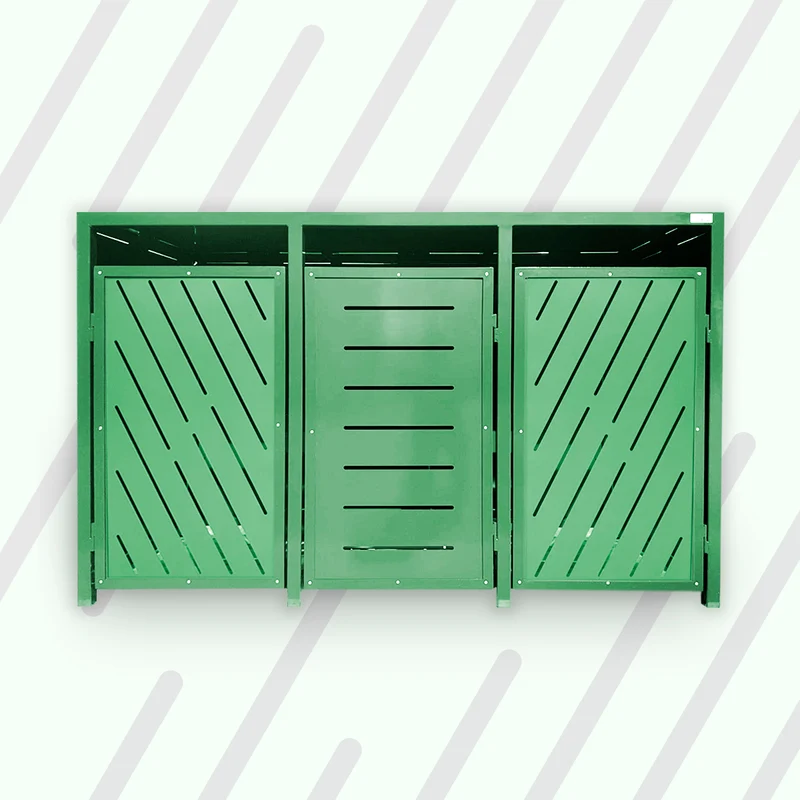 PREMIUM Metall 3er Mülltonnenbox