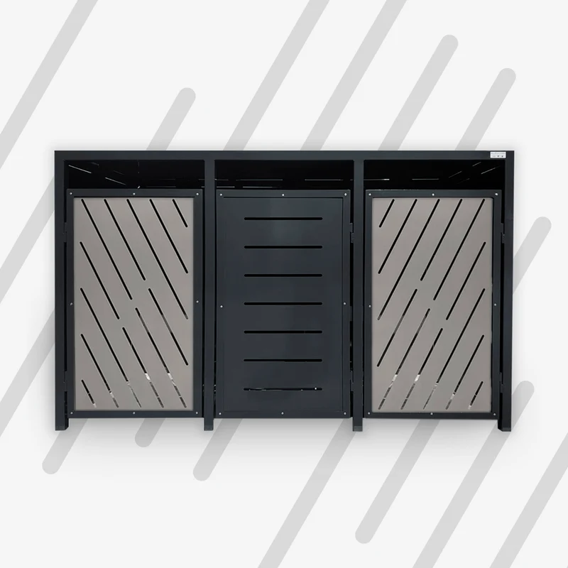 PREMIUM Metall 3er Mülltonnenbox