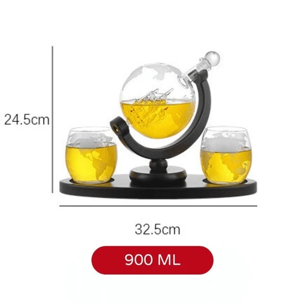Carafe à Whisky Globe en Verre avec Support Élégant