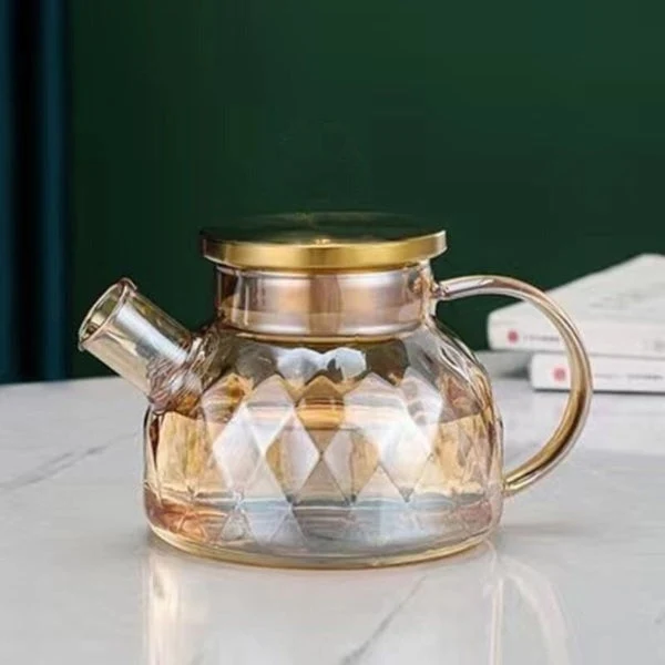 Bouilloire en Verre Borosilicate avec Couvercle en Inox