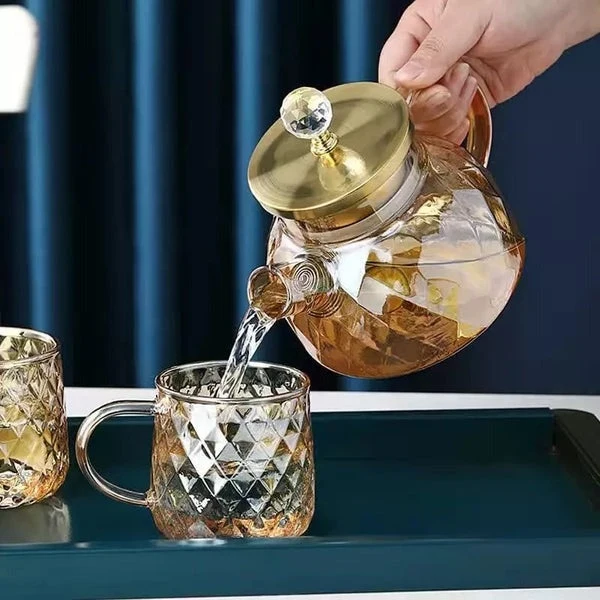 Bouilloire en Verre Borosilicate avec Couvercle en Inox