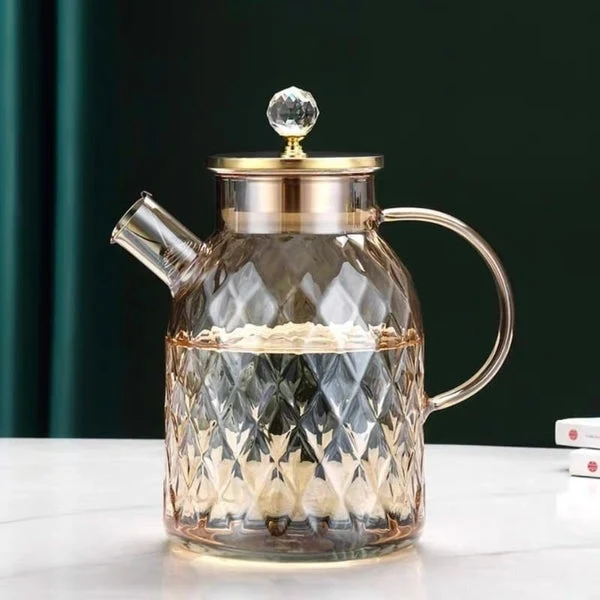 Bouilloire en Verre Borosilicate avec Couvercle en Inox