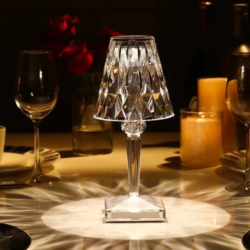 Lampe de Table LED Cristal 3-en-1 Sans Fil Rechargeable