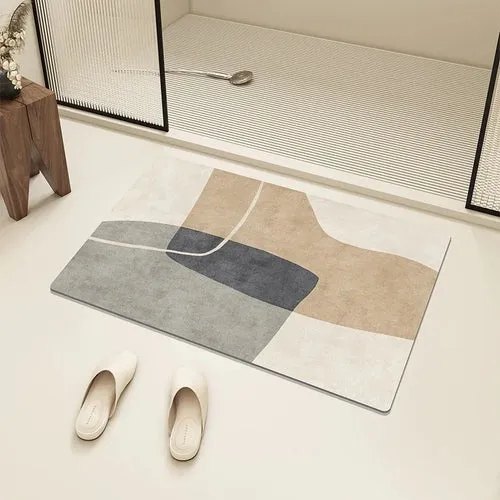 Tapis de Salle de Bain Rectangulaire à Séchage Rapide Antidérapant