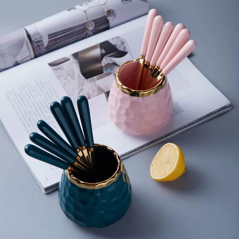 Ensemble de Couverts en Acier Inoxydable avec Manche en Céramique