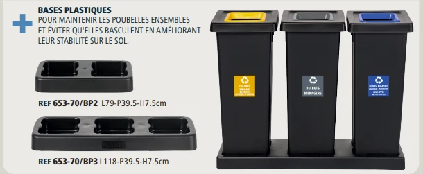 BASES PLASTIQUES POUR POUBELLE SANS CONTACT FIT NOIRE
