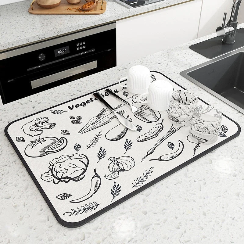 Tapis de cuisine antidérapant ultra-absorbant pour évier