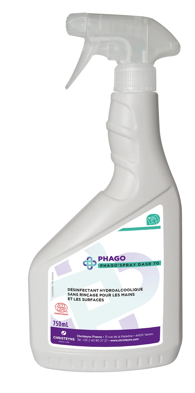 PHOGOSPRAY ECOLABEL DASR DSR Désinfectant SANS RINCAGE 750ML