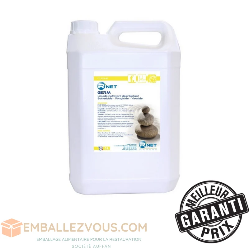 Nettoyant Sol dégraissant désinfectant fongicide et virucide Normé HACCP NET GERM en 5 L