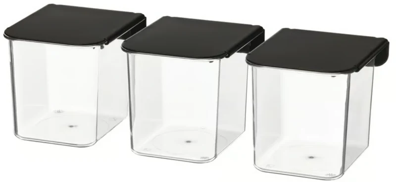 SKÅDIS Container with lid, transparent/black