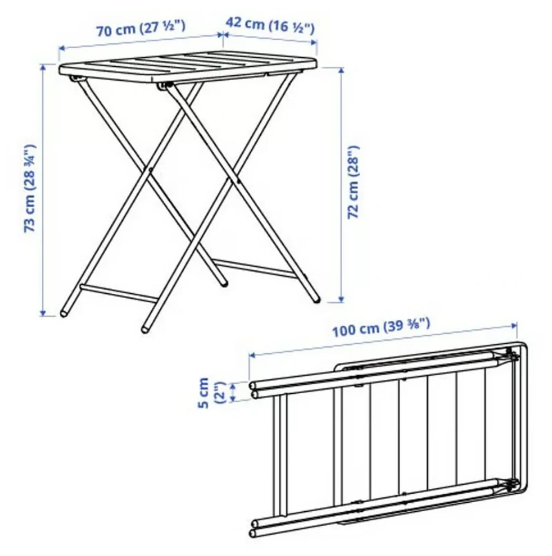 TORPARÖ Table, outdoor, white/foldable, 70x42 cm