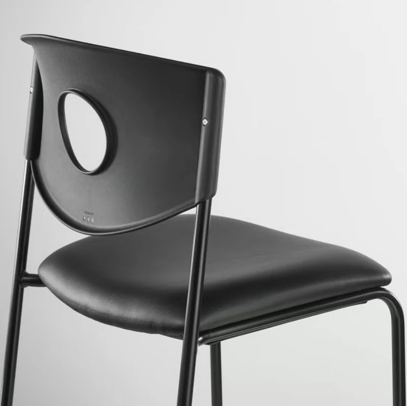 STOLJAN Chair frame with backrest, black/STOLJAN Seat, Bomstad black