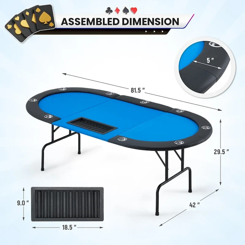 AVAWING 9 Players Game Poker Table Casino Leisure