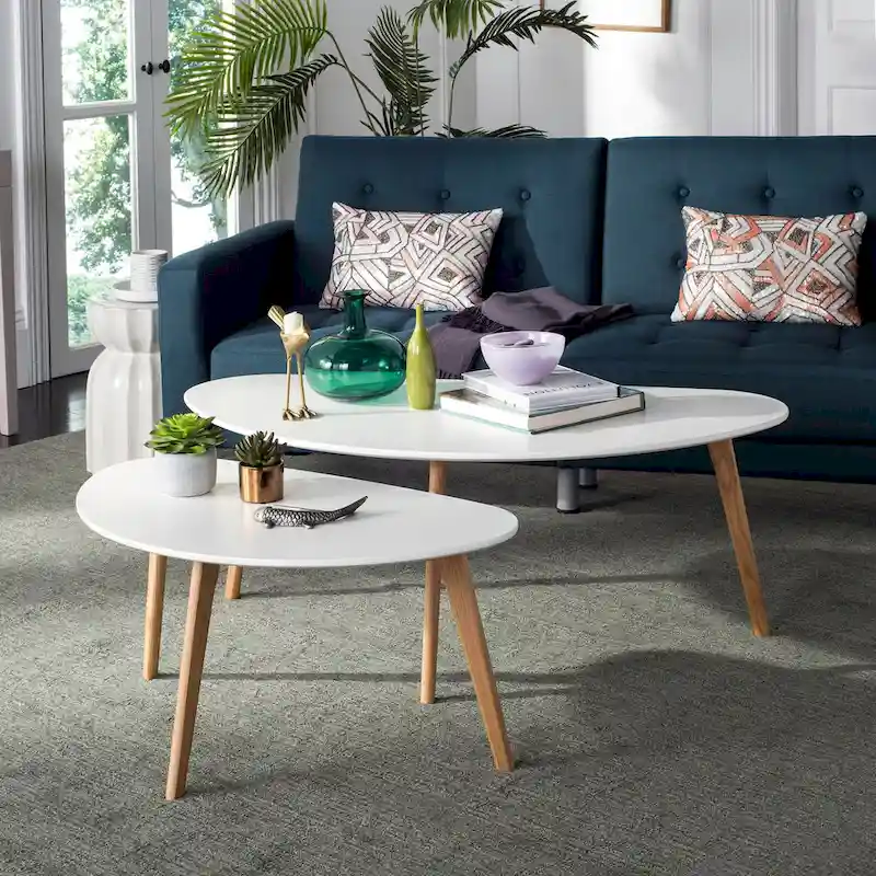 SAFAVIEH Vikki Double White Coffee Table - 47.2 x 23.6 x 17.7 - 47Wx24Dx18H