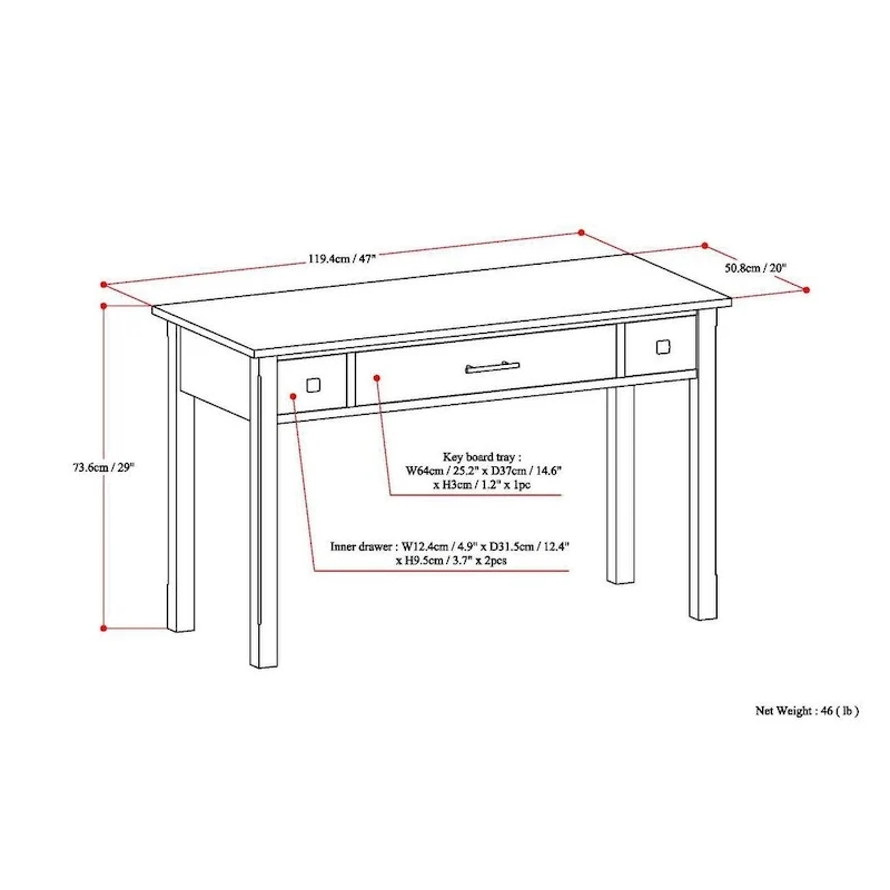 WYNDENHALL Franklin SOLID WOOD Contemporary Writing Office Desk