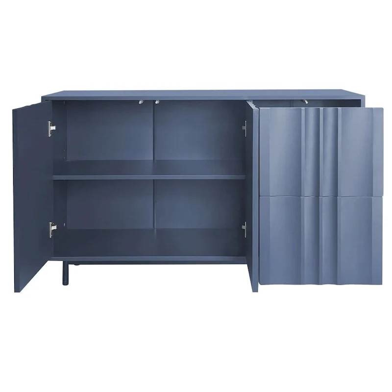 Wave Pattern Storage Cabinet with 2 Doors and 2 Drawers, Adjustable, Suitable for Study,Entrance and Living Room