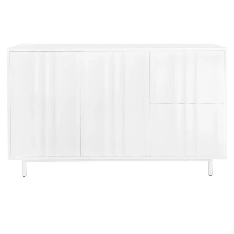 Wave Pattern Storage Cabinet with 2 Doors and 2 Drawers, Adjustable, Suitable for Study,Entrance and Living Room