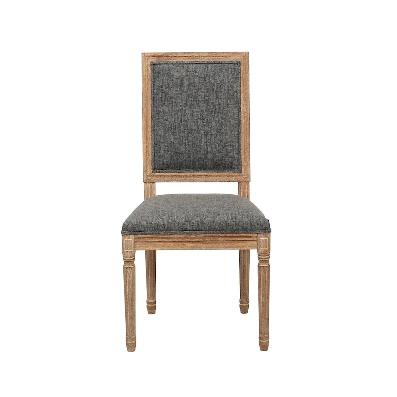 Porthos Home Mako Dining Chairs Set of 2, Rectangular Back, Linen Upholstery, Elm Wood Frame