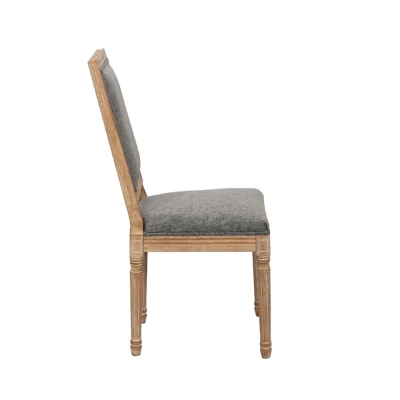 Porthos Home Mako Dining Chairs Set of 2, Rectangular Back, Linen Upholstery, Elm Wood Frame