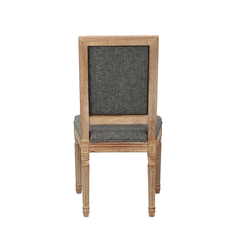 Porthos Home Mako Dining Chairs Set of 2, Rectangular Back, Linen Upholstery, Elm Wood Frame