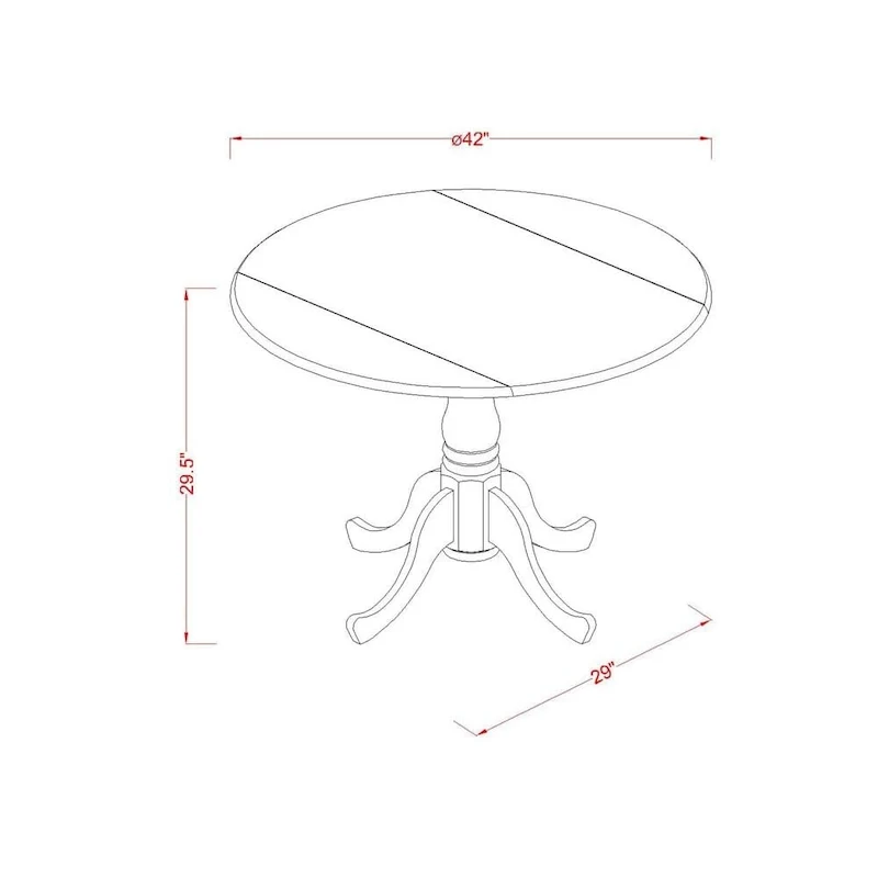 East West Furniture Dublin Modern Kitchen Table - a Round Dining Table Top with Dropleaf & Pedestal Base, (Finish Option)