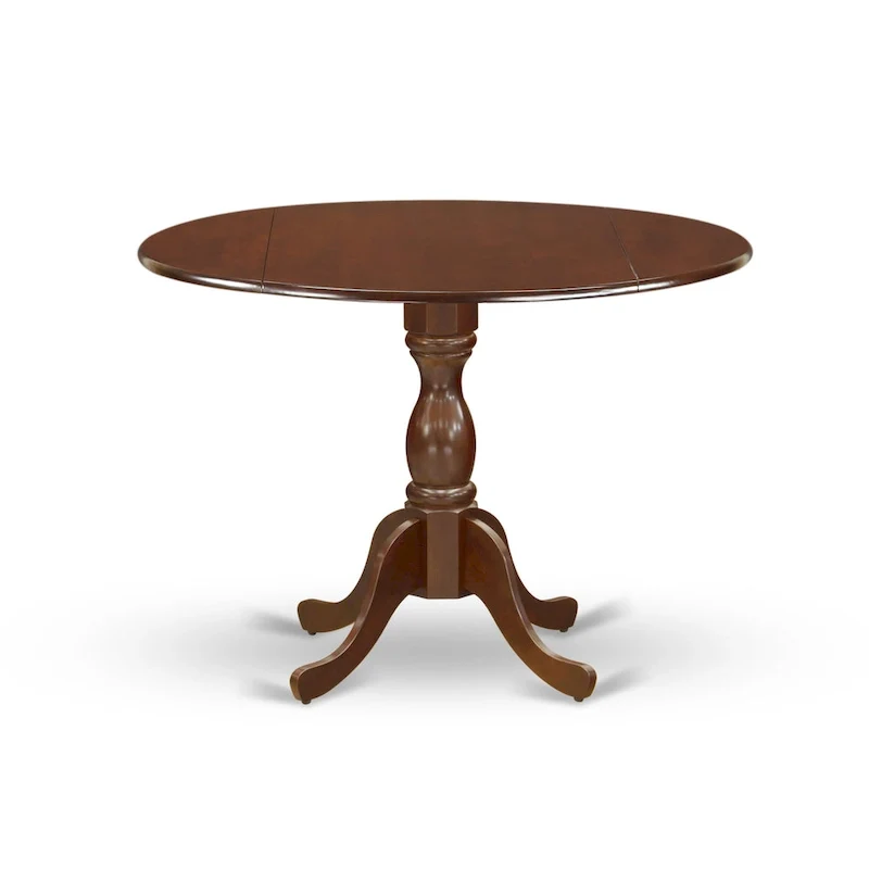East West Furniture Dublin Modern Kitchen Table - a Round Dining Table Top with Dropleaf & Pedestal Base, (Finish Option)