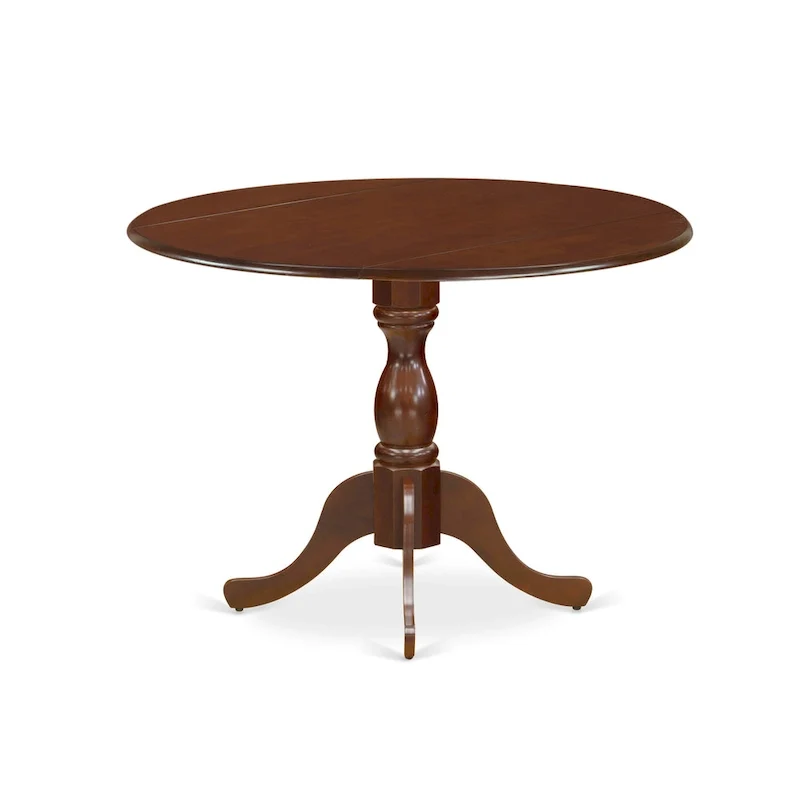East West Furniture Dublin Modern Kitchen Table - a Round Dining Table Top with Dropleaf & Pedestal Base, (Finish Option)