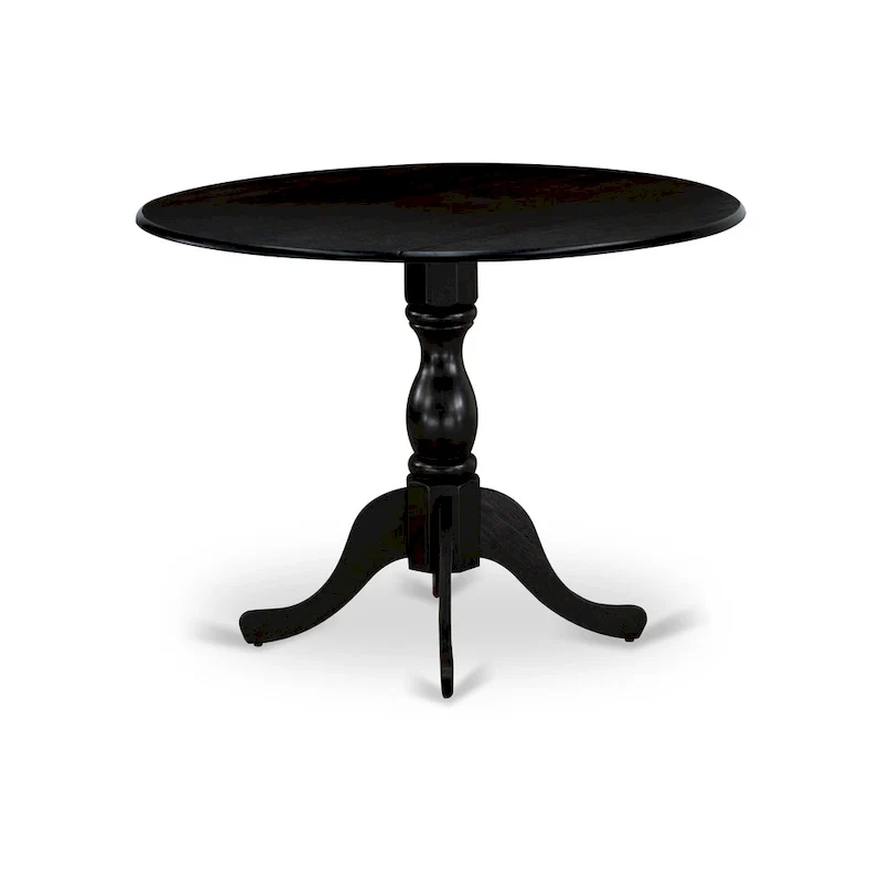 East West Furniture Dublin Modern Kitchen Table - a Round Dining Table Top with Dropleaf & Pedestal Base, (Finish Option)