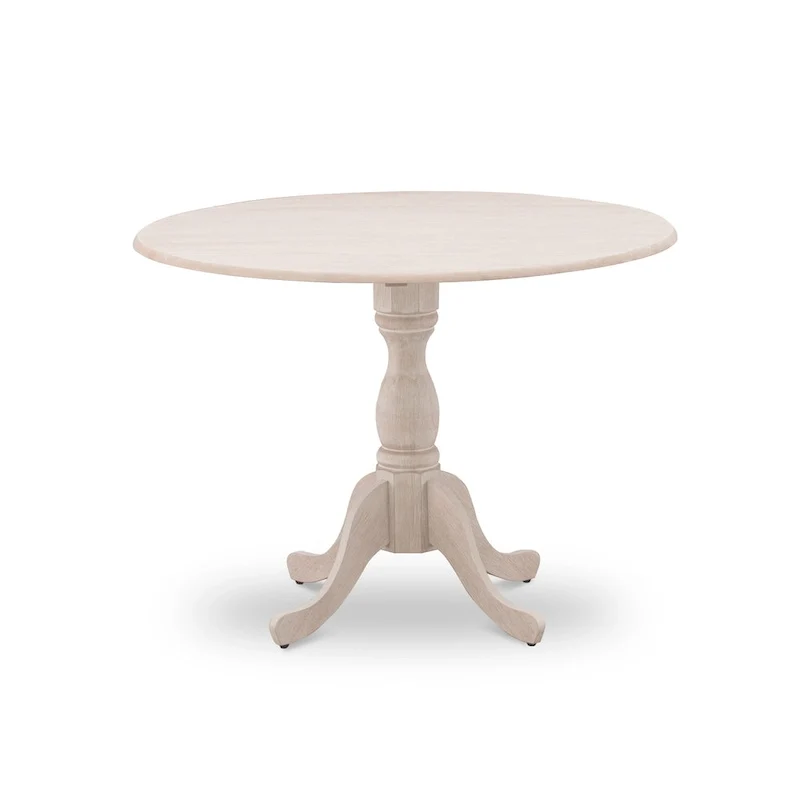 East West Furniture Dublin Modern Kitchen Table - a Round Dining Table Top with Dropleaf & Pedestal Base, (Finish Option)