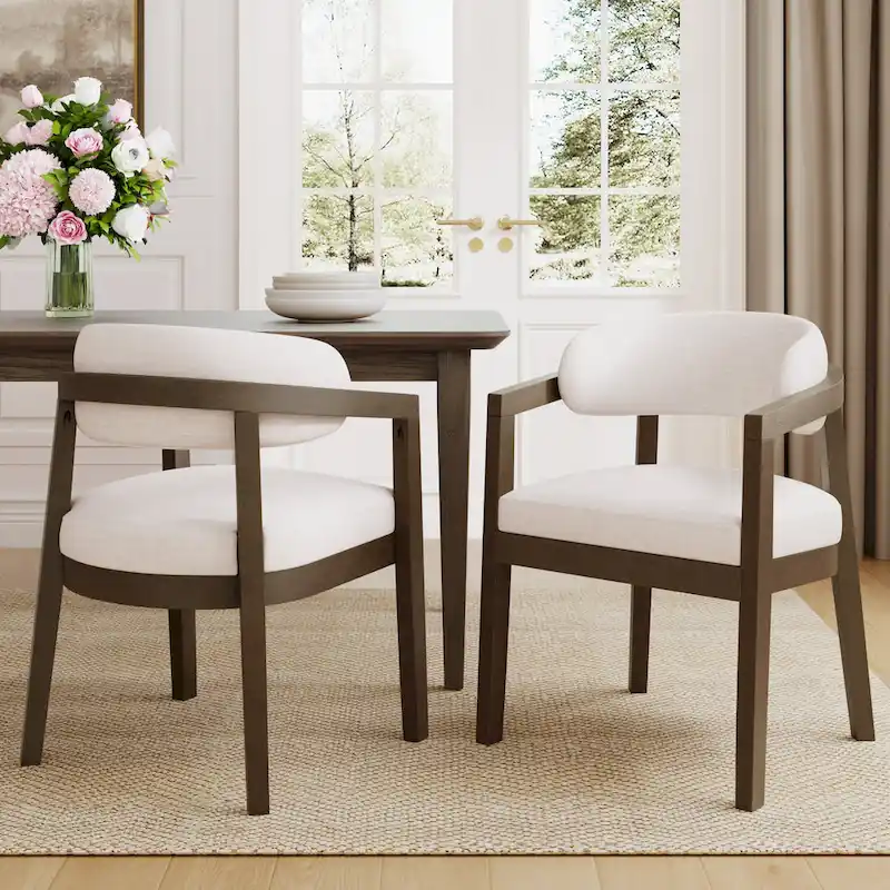 Christopher Knight Home - Carter Modern Dining Armchair Set of 2 with Upholstered Seating and Solid Wood Frame