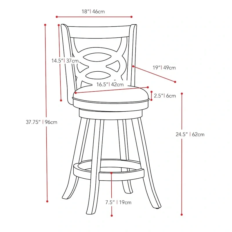 Set of 2 Solid Wood Base Swivel Counter-Height Barstool