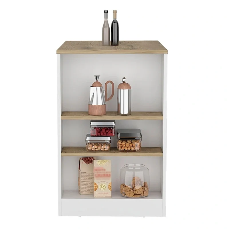 Kitchen Island with 3-Side Shelves,Kitchen Storage Cabinet for Dining Room
