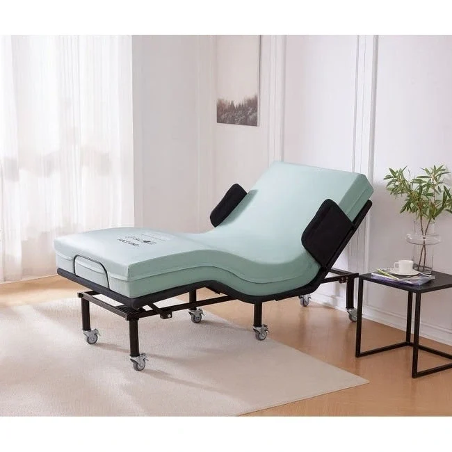 Twin XL Adjustable Bed Frame & 6 Mattress Zero Gravity Bed with Side Rails