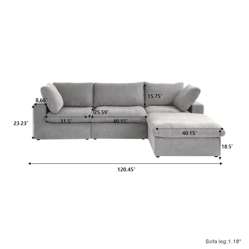 Commix Down Filled Sectional Sofa L-shape 4 Piece Modular Couch with Storage Ottoman