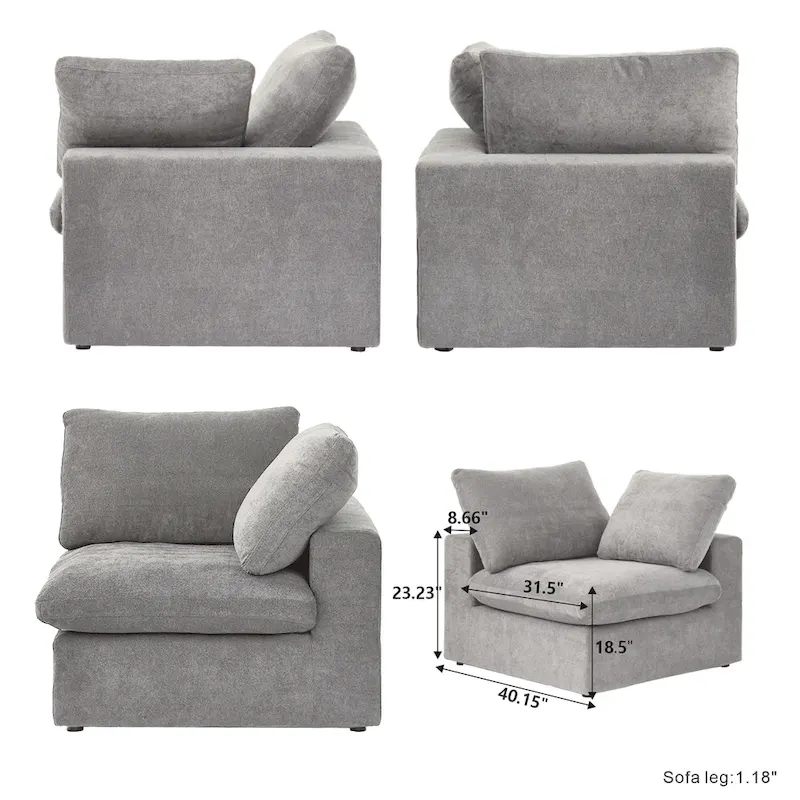 Commix Down Filled Sectional Sofa L-shape 4 Piece Modular Couch with Storage Ottoman