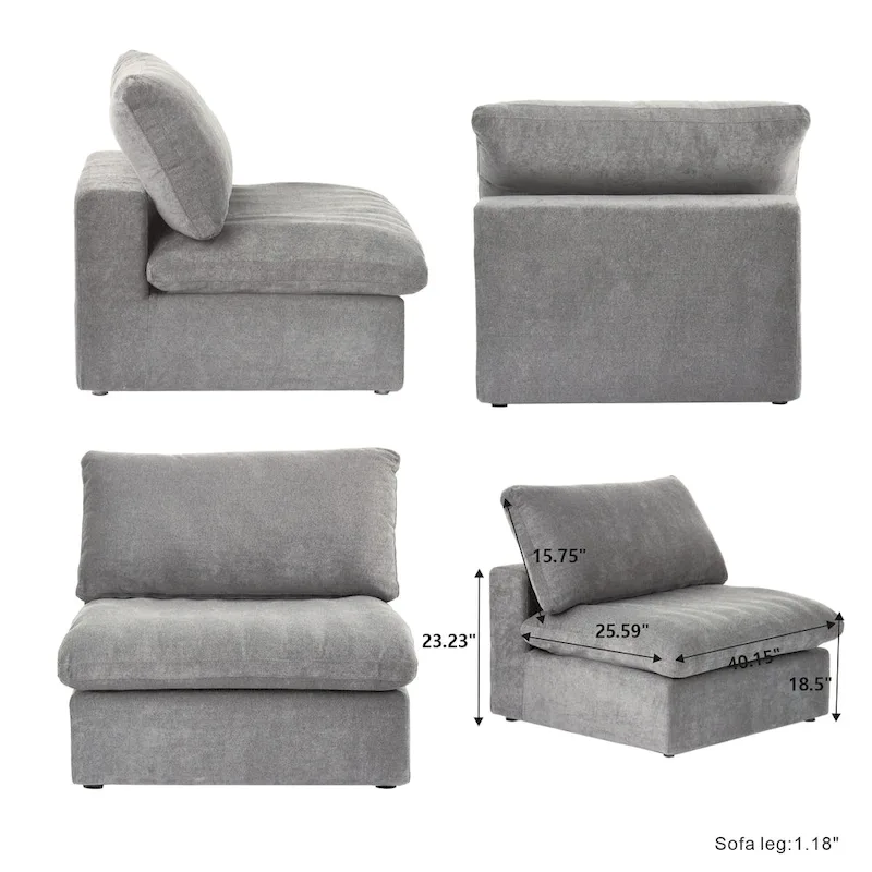 Commix Down Filled Sectional Sofa L-shape 4 Piece Modular Couch with Storage Ottoman