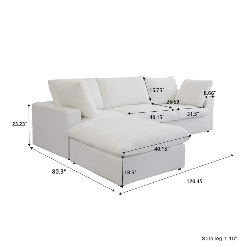 Commix Down Filled Sectional Sofa L-shape 4 Piece Modular Couch with Storage Ottoman