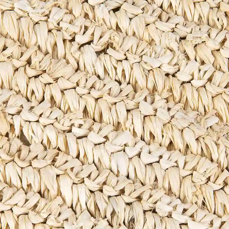 Handmade Natural Raffia And Wood Ottoman by East at Main