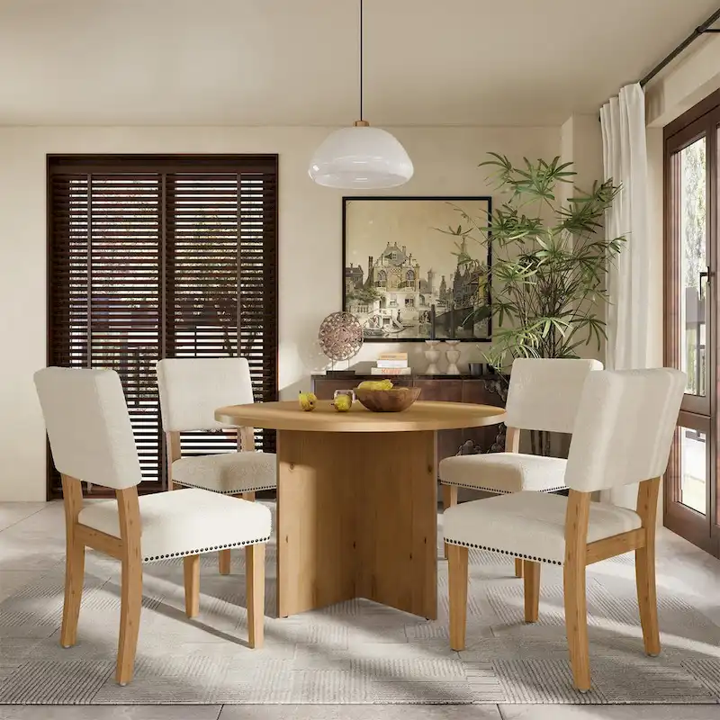 Modern 5-Piece Round Dining Table Set