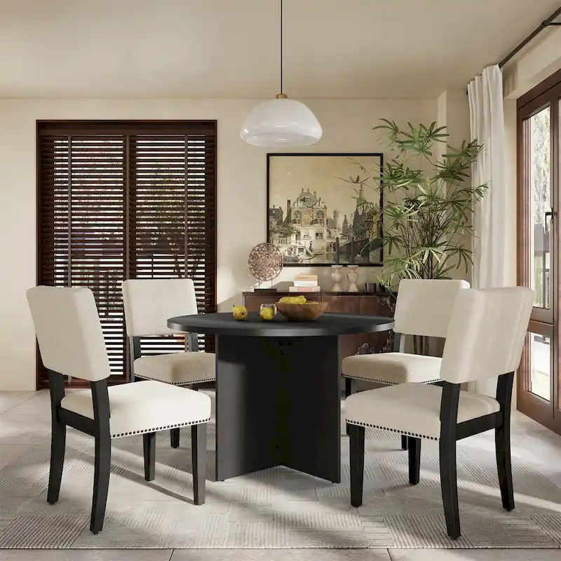 Modern 5-Piece Round Dining Table Set