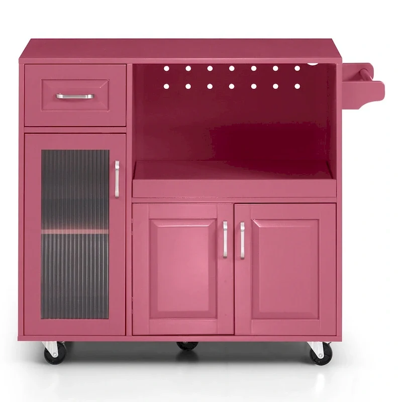 Multi-functional Kitchen Cart with Towel Rack, Large Storage Space