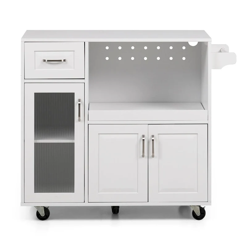 Multi-functional Kitchen Cart with Towel Rack, Large Storage Space