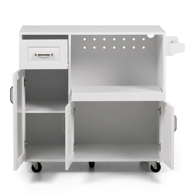 Multi-functional Kitchen Cart with Towel Rack, Large Storage Space