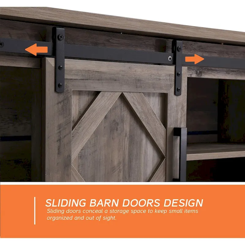 WAMPAT Farmhouse Sliding Barn Door TV Stand