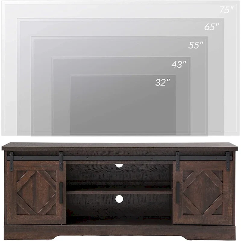 WAMPAT Farmhouse Sliding Barn Door TV Stand