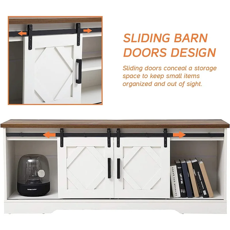 WAMPAT Farmhouse Sliding Barn Door TV Stand
