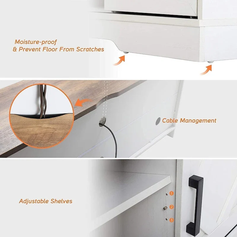 WAMPAT Farmhouse Sliding Barn Door TV Stand