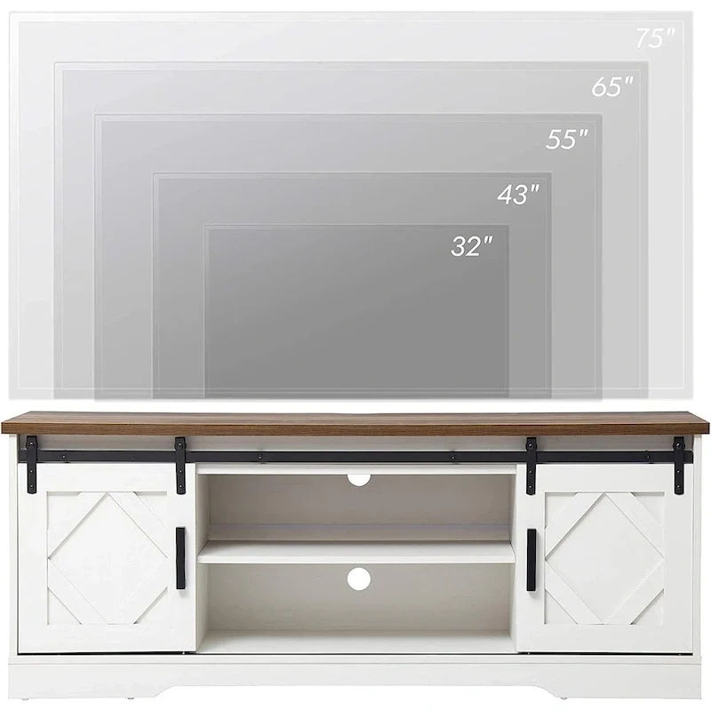 WAMPAT Farmhouse Sliding Barn Door TV Stand