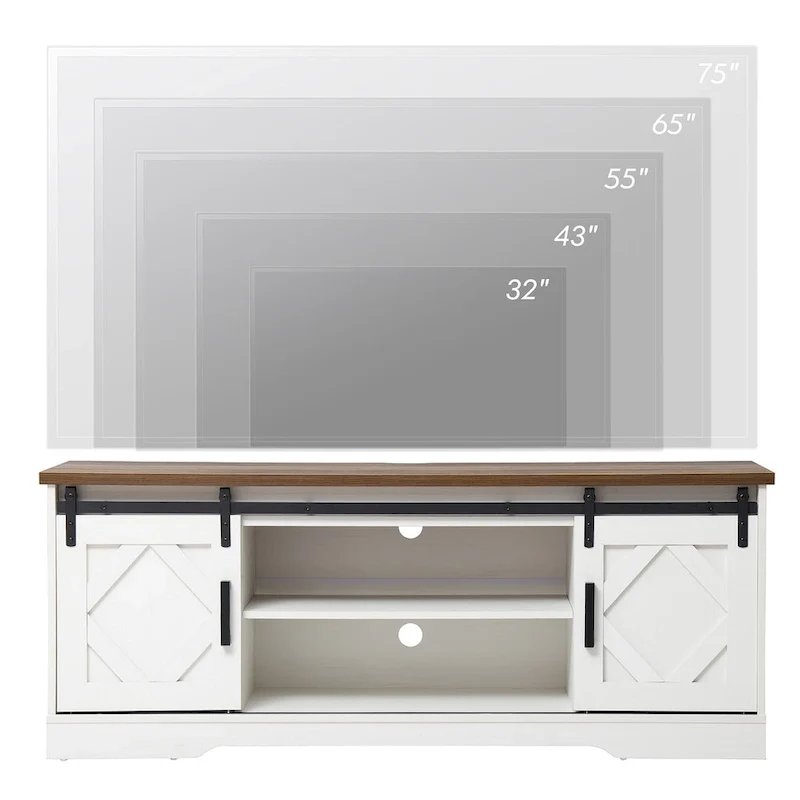 WAMPAT Farmhouse Sliding Barn Door TV Stand