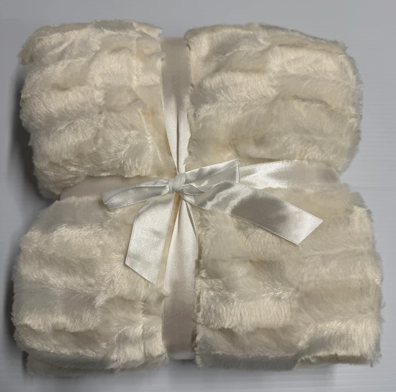 Beige Faux Fur Throw Blanket